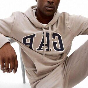 GAP Beige Gray Logo Pullover Cotton Fleece 546844-47-1 Size Men’s Hoodie